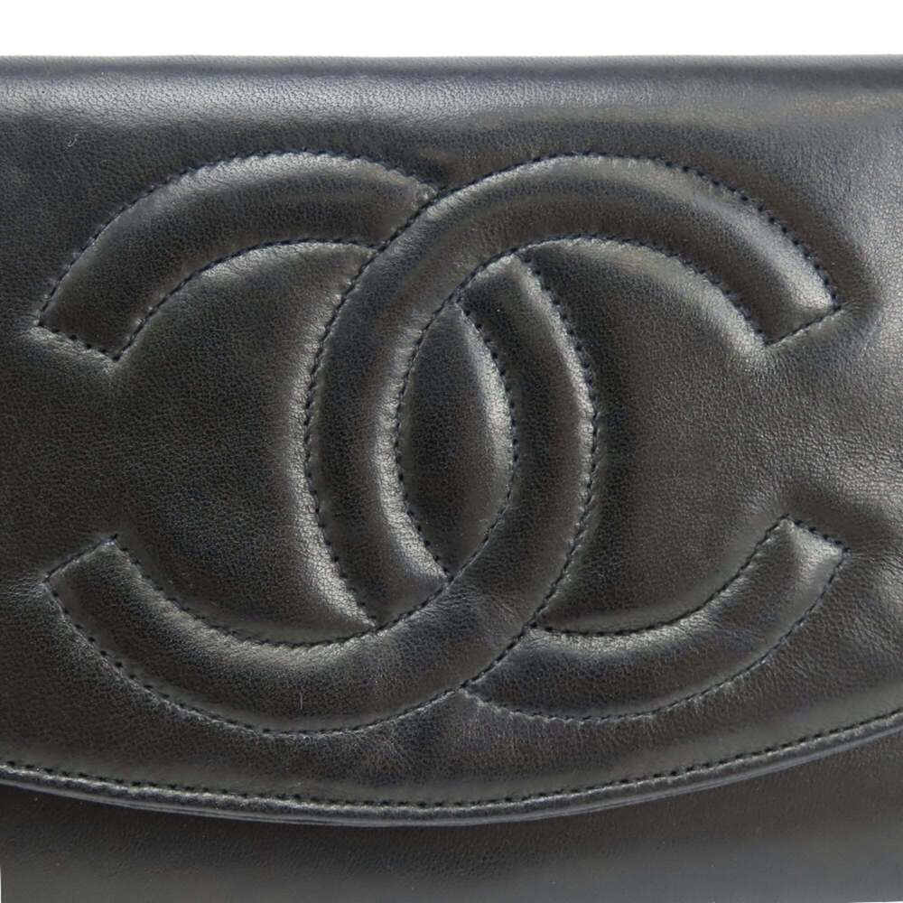 CHANEL Black Lambskin Leather Logo Wallet - Picture 7 of 16